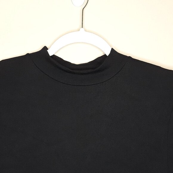 Aritzia Babaton Mock Turtleneck Micro Ribbed Top Short Sleeves Black 1X - Picture 4 of 8